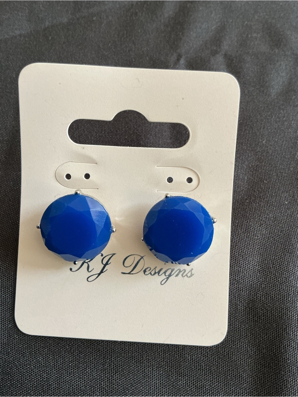 JK Designs Bold Cobalt Faceted Round Stud Earrings